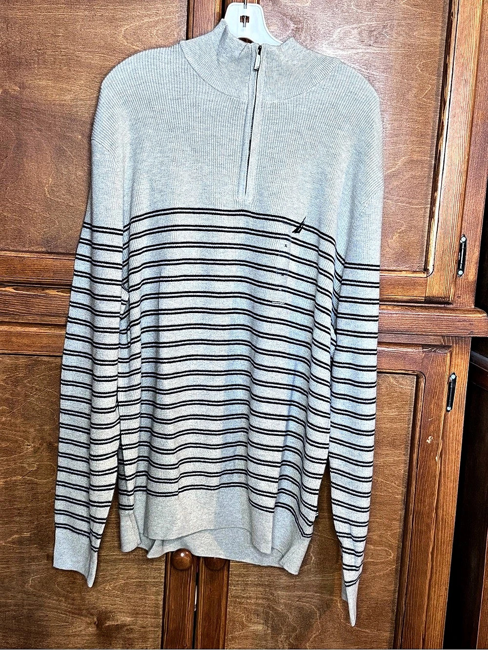 Nautica Navtech 1/2-Zip Sweater Striped Gray & Black XL
